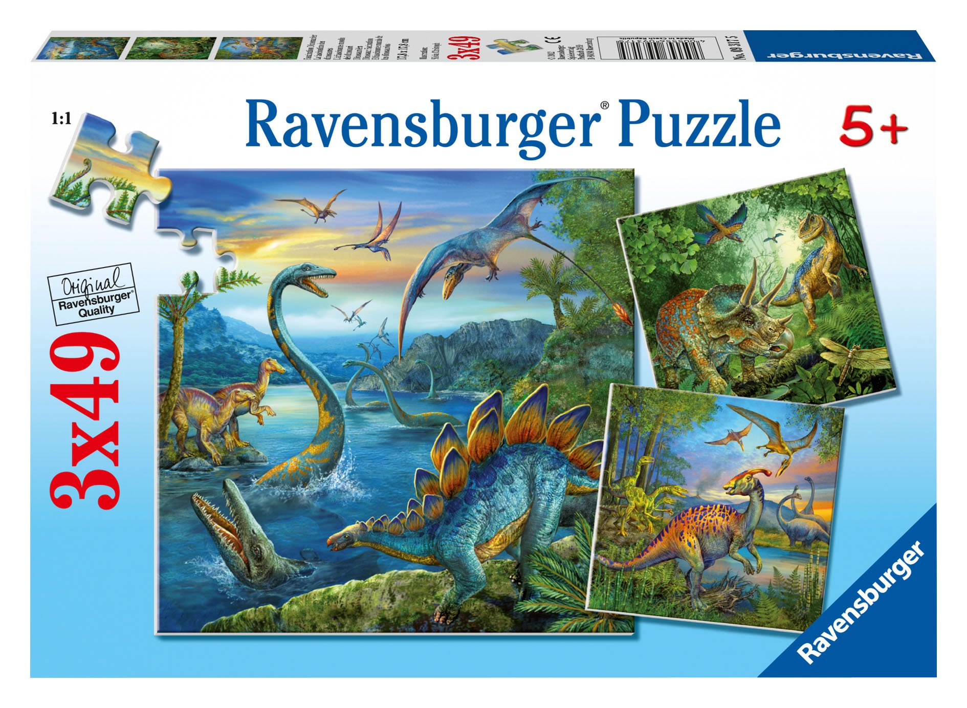Ravensburger pusle 3x49 tk Dinosaurused Paatidest laevadeni