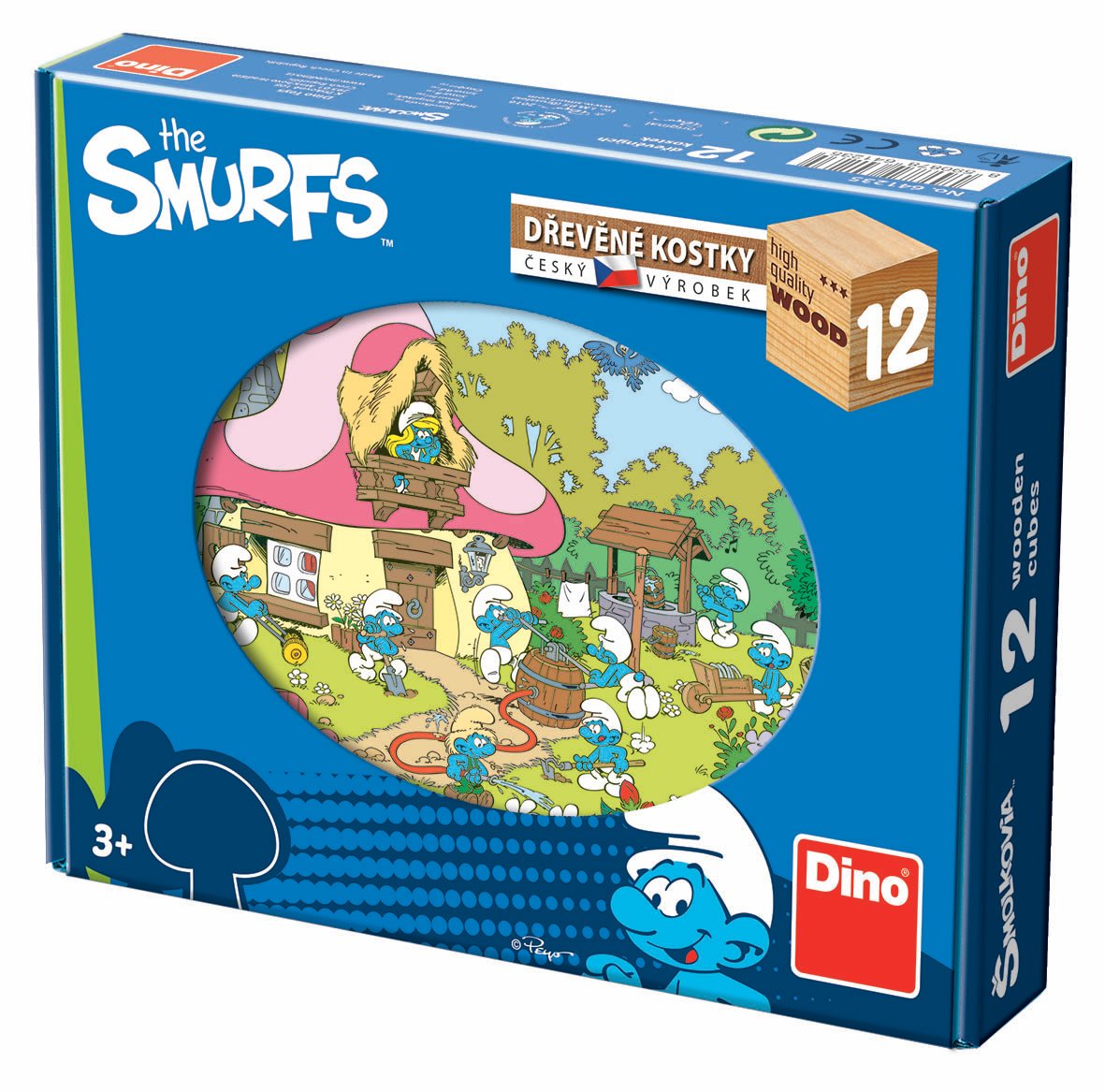 Dino klotsipusle puidust 12 tk Smurfid Klotsipusled laste lemmiktegelastega!
