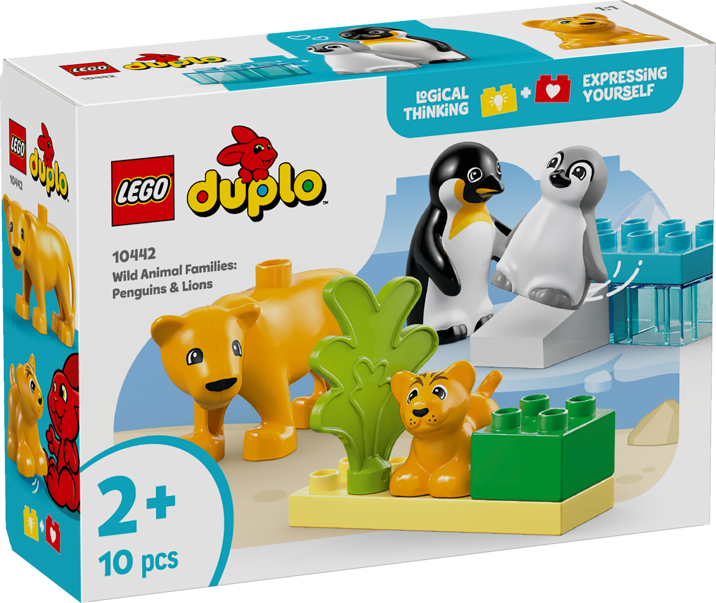 LEGO DUPLO Metsloomade perekonnad: pingviinid ja lõvid Väikelapsed õpivad mängu kaudu suurendama loovust