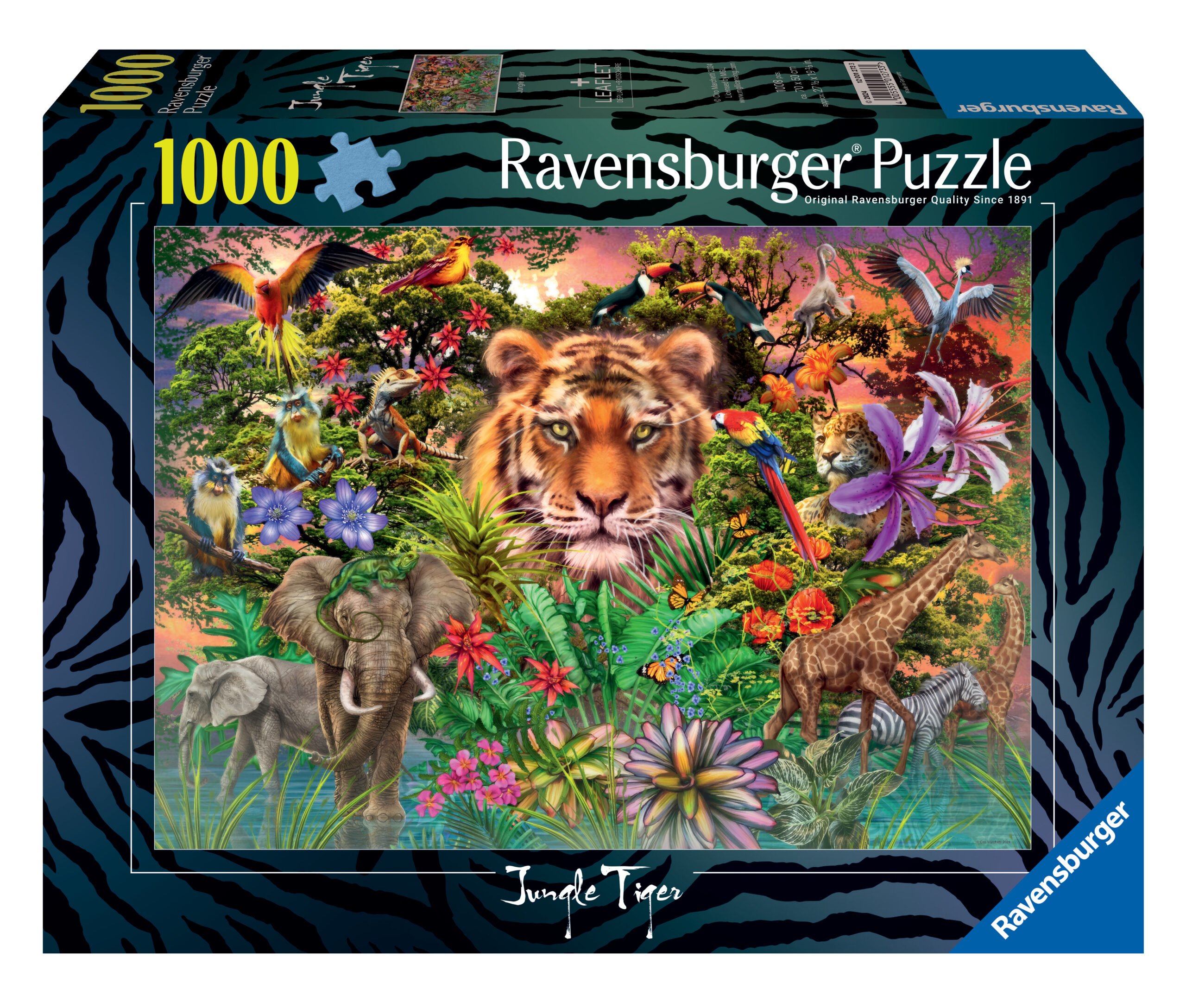 Ravensburger pusle 1000 tk: tiiger džunglis Suurepärane kingitus - puslede kokkupanek on tore ja lõbus tegevus