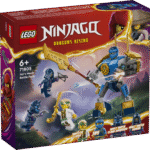 LEGO Ninjago Jay Lahinguroboti komplekt LEGO® NINJAGO® Jay lahinguroboti mängukomplekt võimaldab lastel mängida rollimänge hästi liigutatava roboti mängufiguuri ja 4 NINJAGO tegelaskujuga.