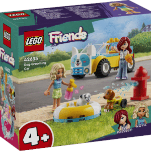 LEGO Friends Koerahooldusauto ehitusmänguasjaga lastele on kaasas kaks mininukku ja kaks koerafiguuri loovmänguks.