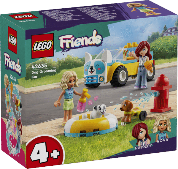 LEGO Friends Koerahooldusauto ehitusmänguasjaga lastele on kaasas kaks mininukku ja kaks koerafiguuri loovmänguks.