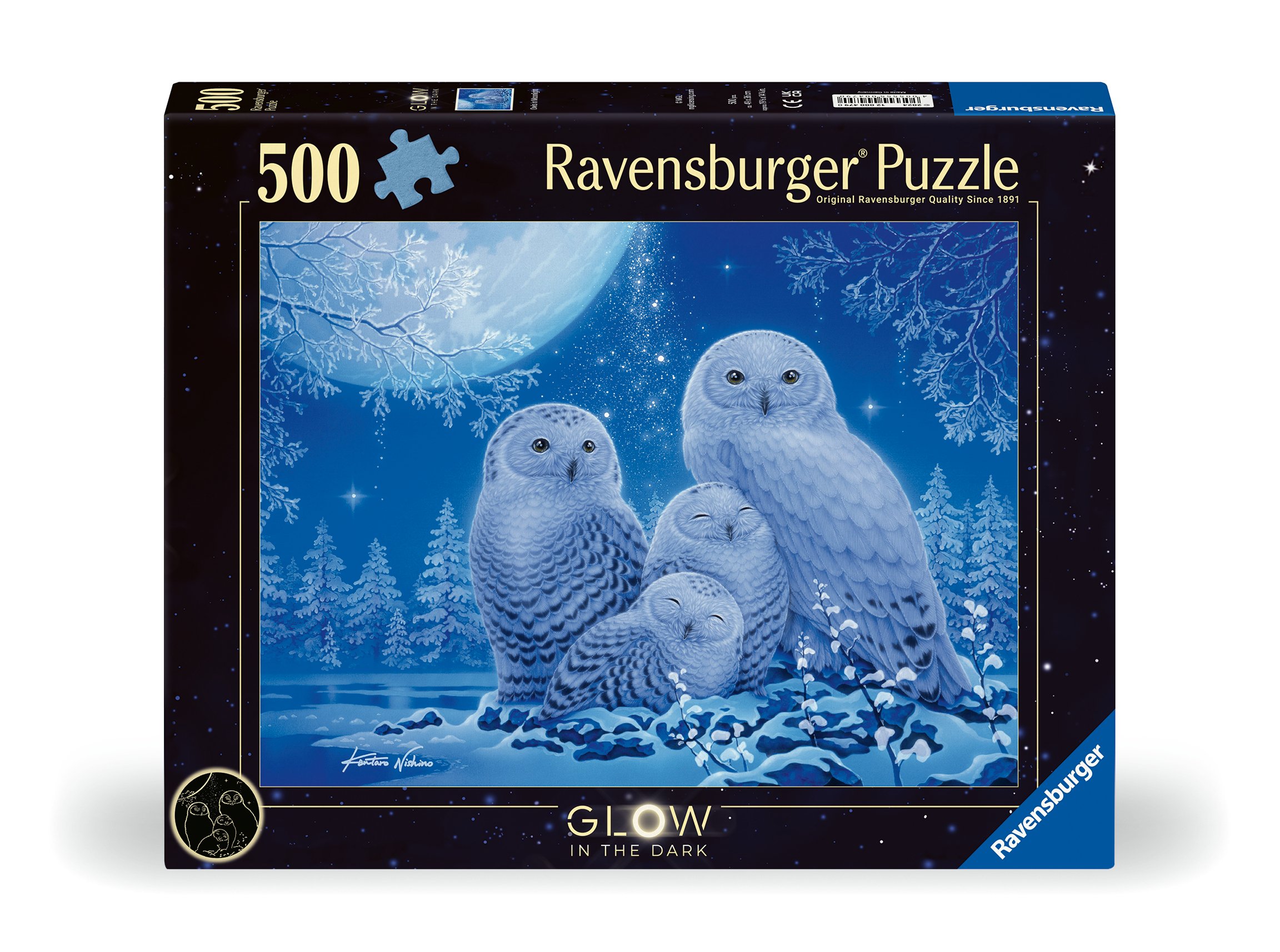 Ravensburger pimedas helendav pusle 500 tk: öökullid kuuvalgel Suurepärane kingitus - puslede kokkupanek on tore ja lõbus tegevus