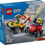 LEGO City Pitsaauto vs tuletõrjeauto võidusõiduautode komplekt Selle LEGO City pitsaauto vs tuletõrjeauto võidusõiduautode komplektiga