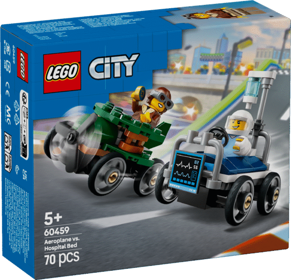 Selle LEGO City Lennuk vs haiglavoodi võidusõiduautode komplektiga
