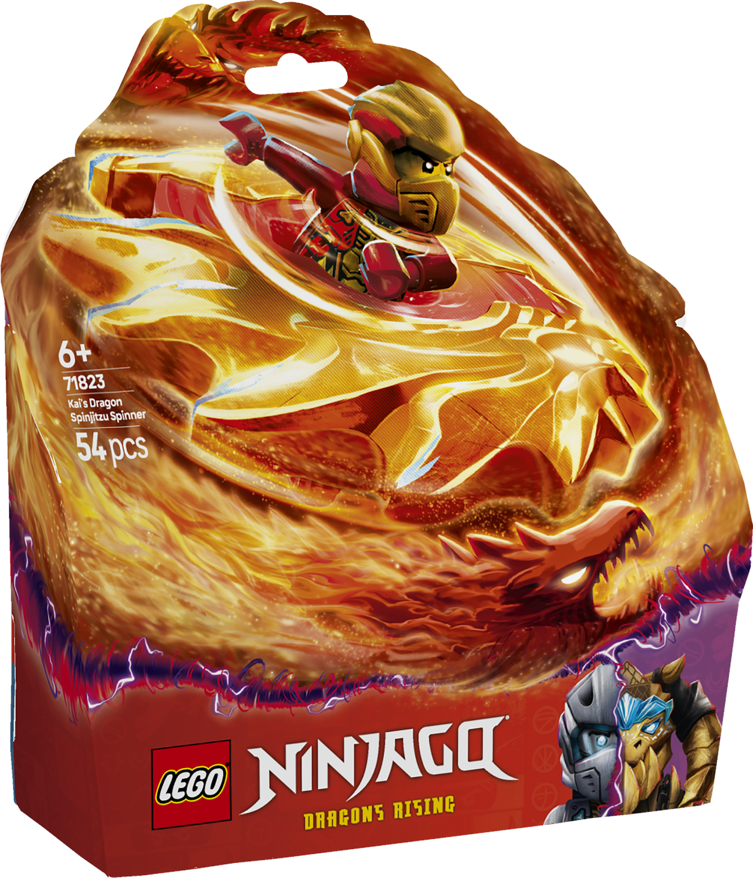 LEGO Ninjago Kai draakoni spinjitzu spinner Lapsed taasetendavad tempokat tegevust sarja NINJAGO Dragons Rising 3. hooajast selle LEGO NINJAGO Kai draakoni Spinjitzu spinneriga.