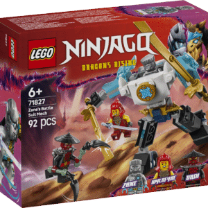 LEGO NINJAGO Zane’i lahinguvormis roboti ehituskomplekt 3 minifiguuriga võimaldab lastel etendada lugusid telesarja NINJAGO Dragons Rising 3. hooajast.