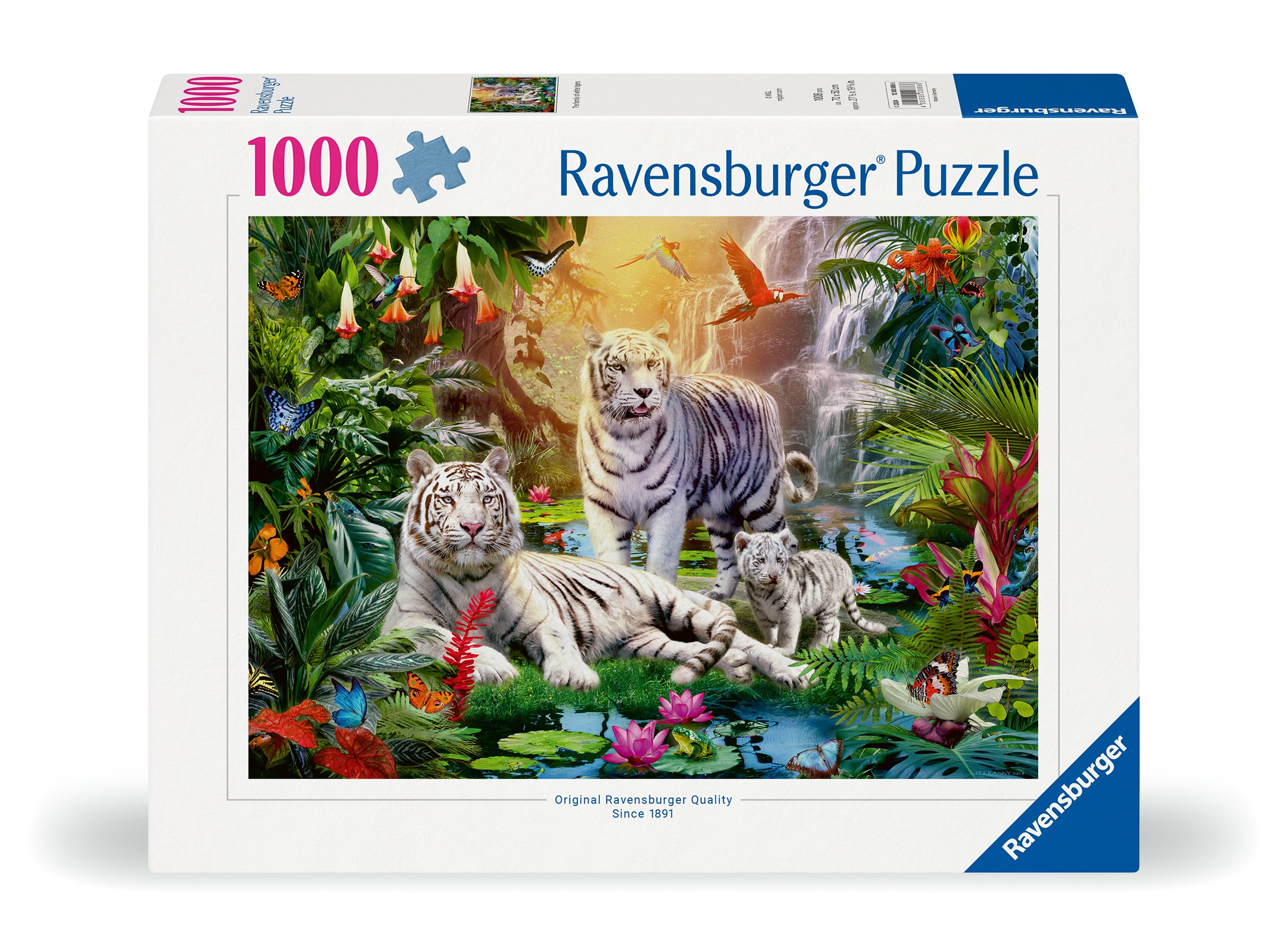 Ravensburger pusle 1000 tk: Valge tiigri perekond Suurepärane kingitus - puslede kokkupanek on tore ja lõbus tegevus