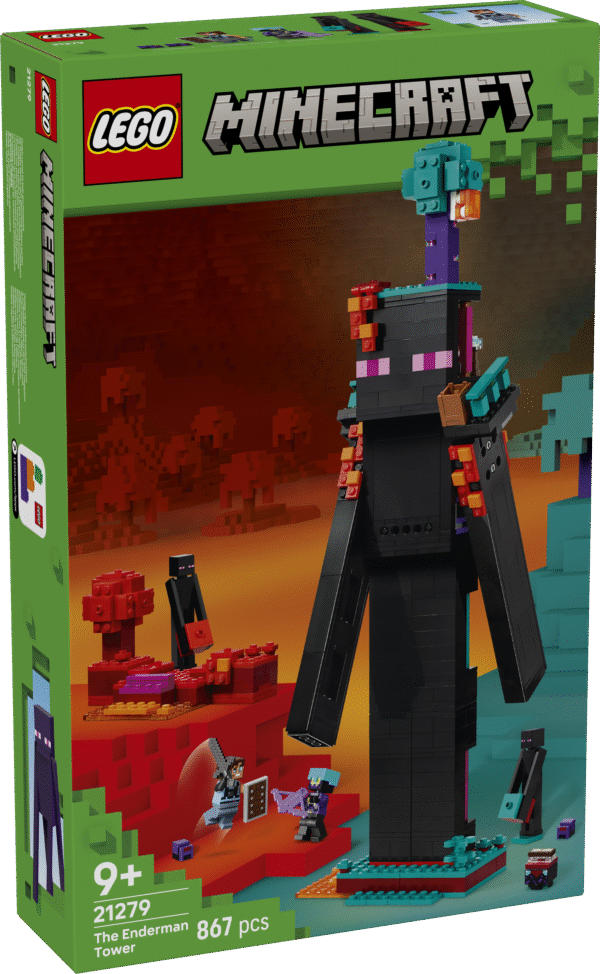 Loo äge liigutatav LEGO® Minecraft® figuur ja toa sisekujundus suure Lõpumehe torniga.