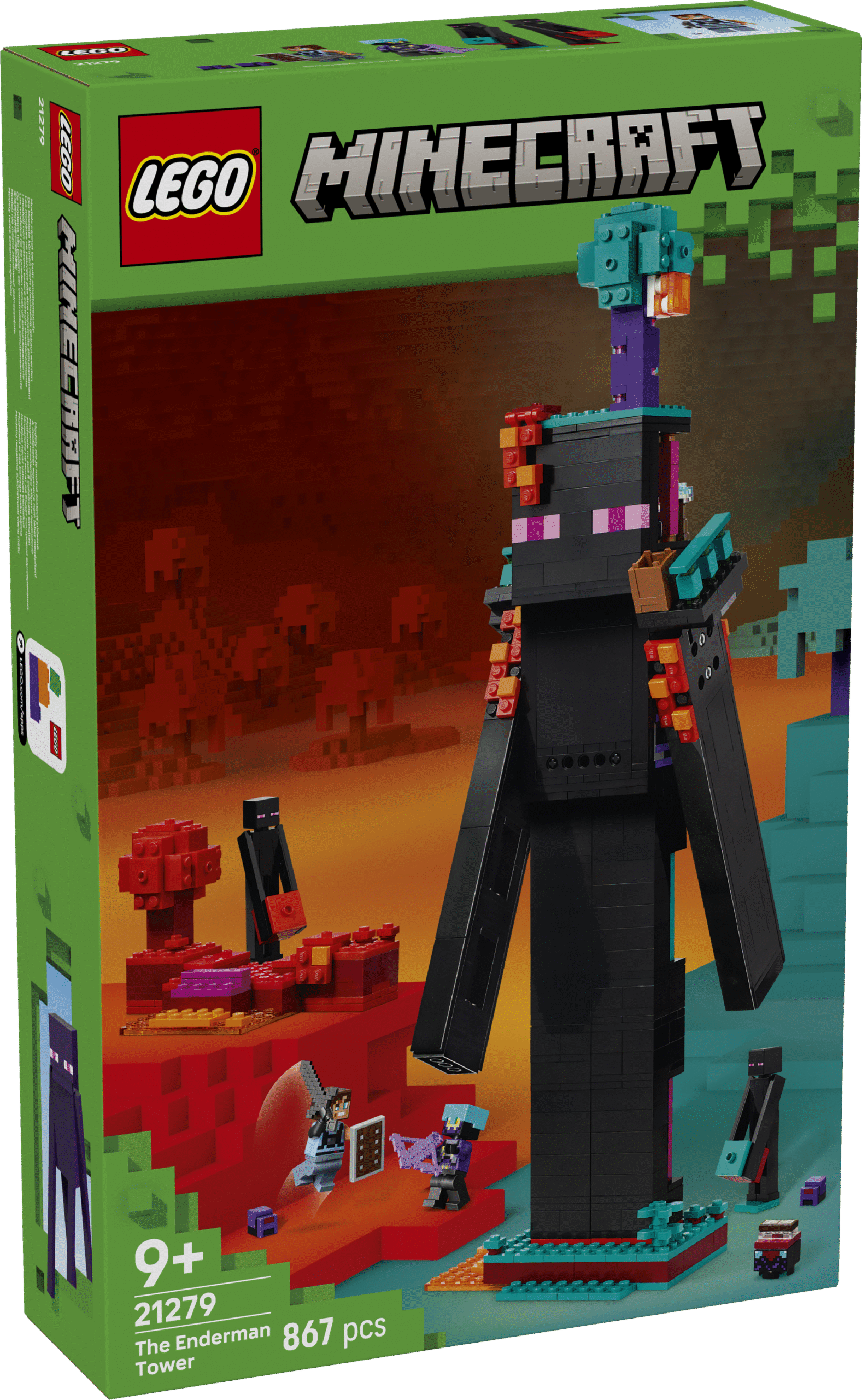 LEGO Minecraft Lõpumehe torn Loo äge liigutatav LEGO® Minecraft® figuur ja toa sisekujundus suure Lõpumehe torniga.