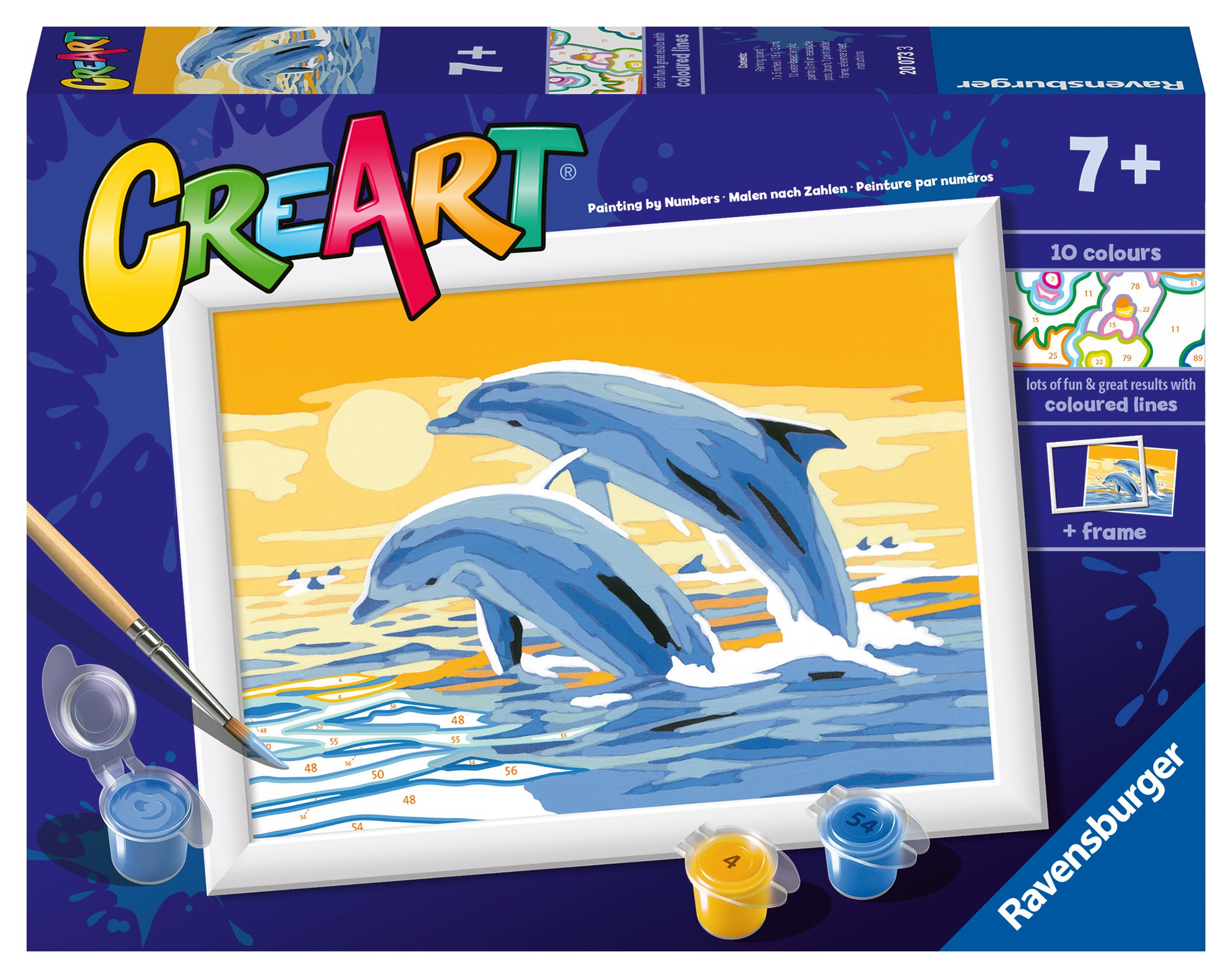 Ravensburger maalimine numbrite järgi Veetlevad delfiinid Numbrite järgi maalimine on tore käeline tegevus nii suurtele kui väikestele kunstisõpradele!