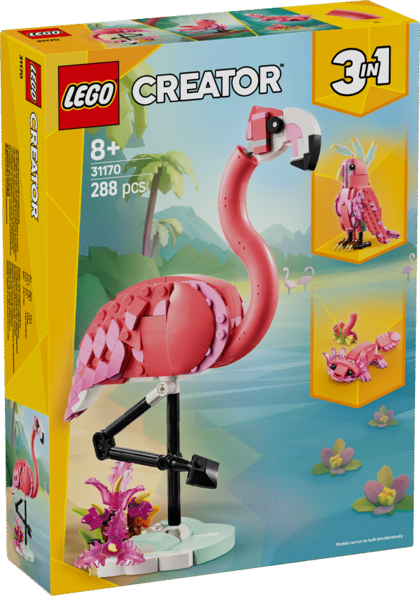 Loomafännid saavad nautida lõbusat ehituselamust komplektiga LEGO Creator Metsloomad: roosa flamingo