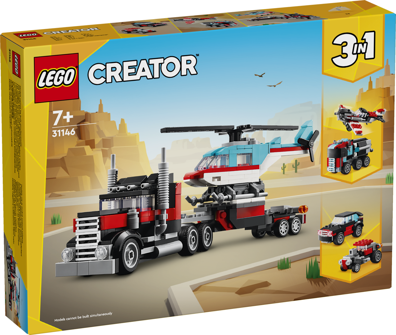 LEGO Creator Treilerauto koos helikopteriga Lapsed saavad mängida lõbusaid lugusid selle LEGO® Creator kolm ühes komplektiga