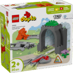 LEGO DUPLO Rongitunneli ja -rööbaste laienduskomplekt Eelkooliealised lapsed saavad selle rööpaehitusmänguasjaga muuta oma LEGO DUPLO rongikomplektid lõbusamaks