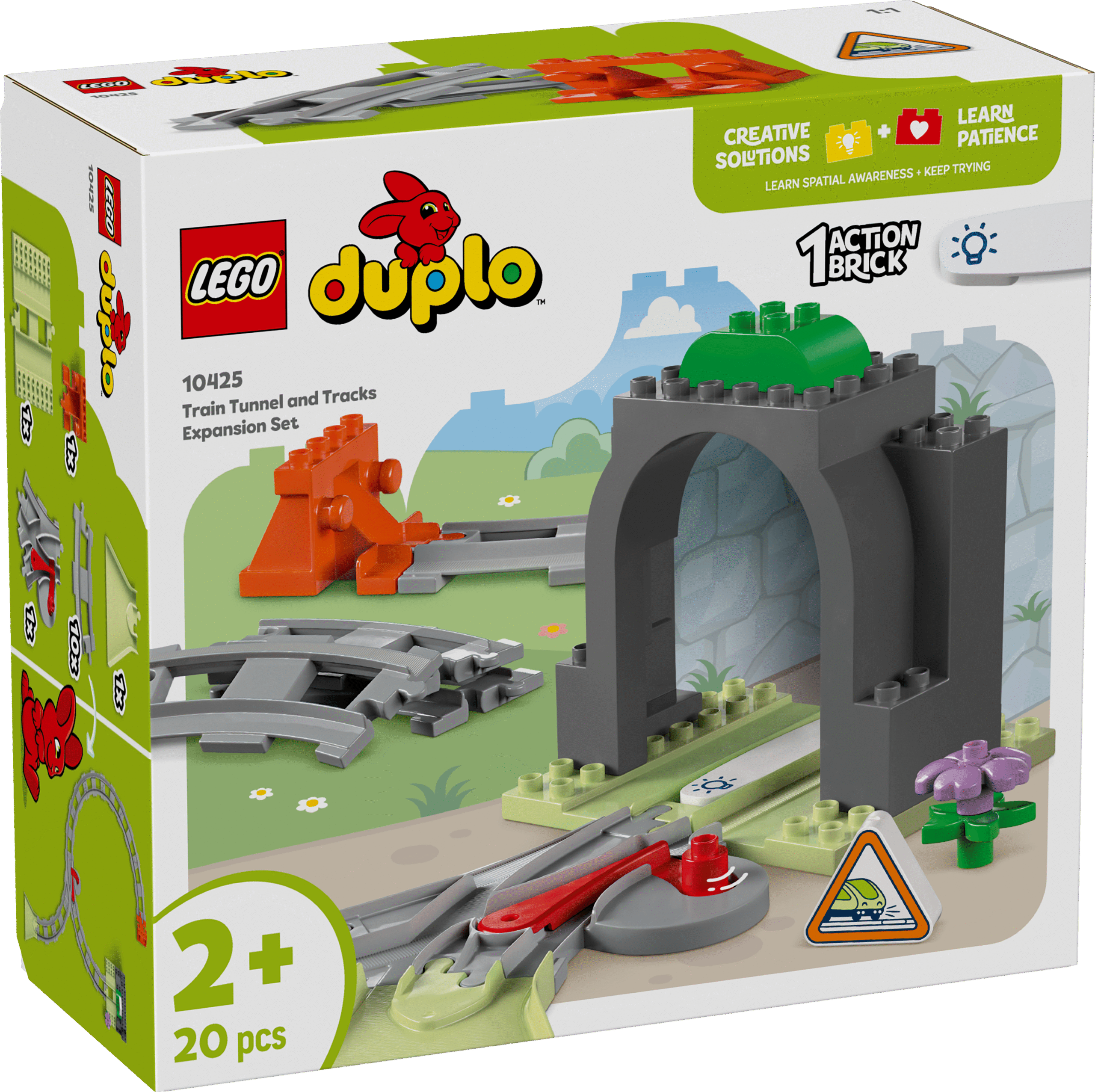 LEGO DUPLO Rongitunneli ja -rööbaste laienduskomplekt Eelkooliealised lapsed saavad selle rööpaehitusmänguasjaga muuta oma LEGO DUPLO rongikomplektid lõbusamaks