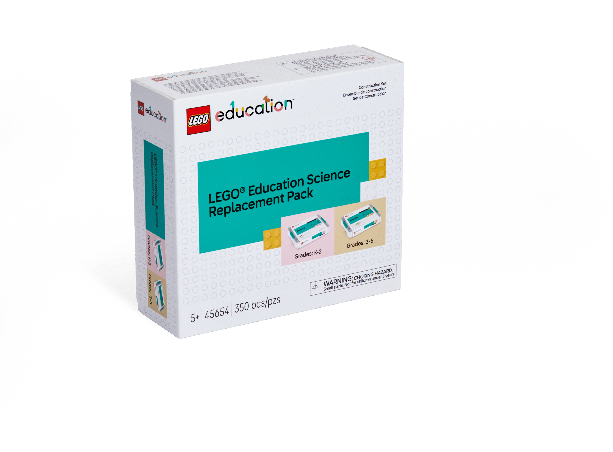 LEGO Education Science asenduskomplekt: lasteaed ja algkool Komplektis on 350 kõige sagedamini kasutatavat LEGO Education Science loodusteaduste komplekti klotsi.