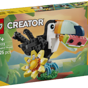 Lapsed saavad selle LEGO® Creator kolm-ühes komplektiga Metsloomad: troopiline tuukan vihmametsa külastada ja tuukani liblikaks või kalaks ümber ehitada.