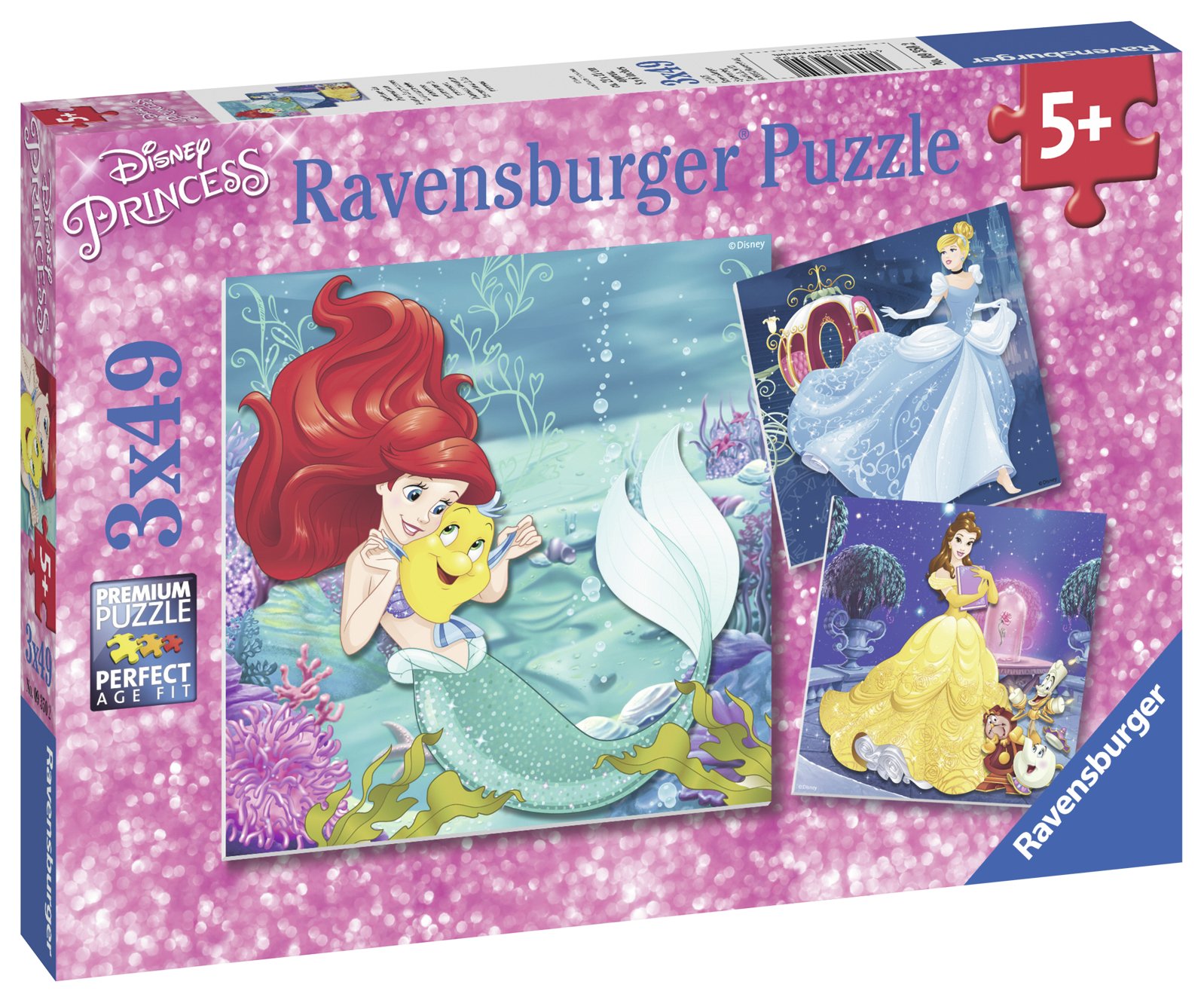 Ravensburger pusle 3x49 tk Printsessid Ariel Paatidest laevadeni