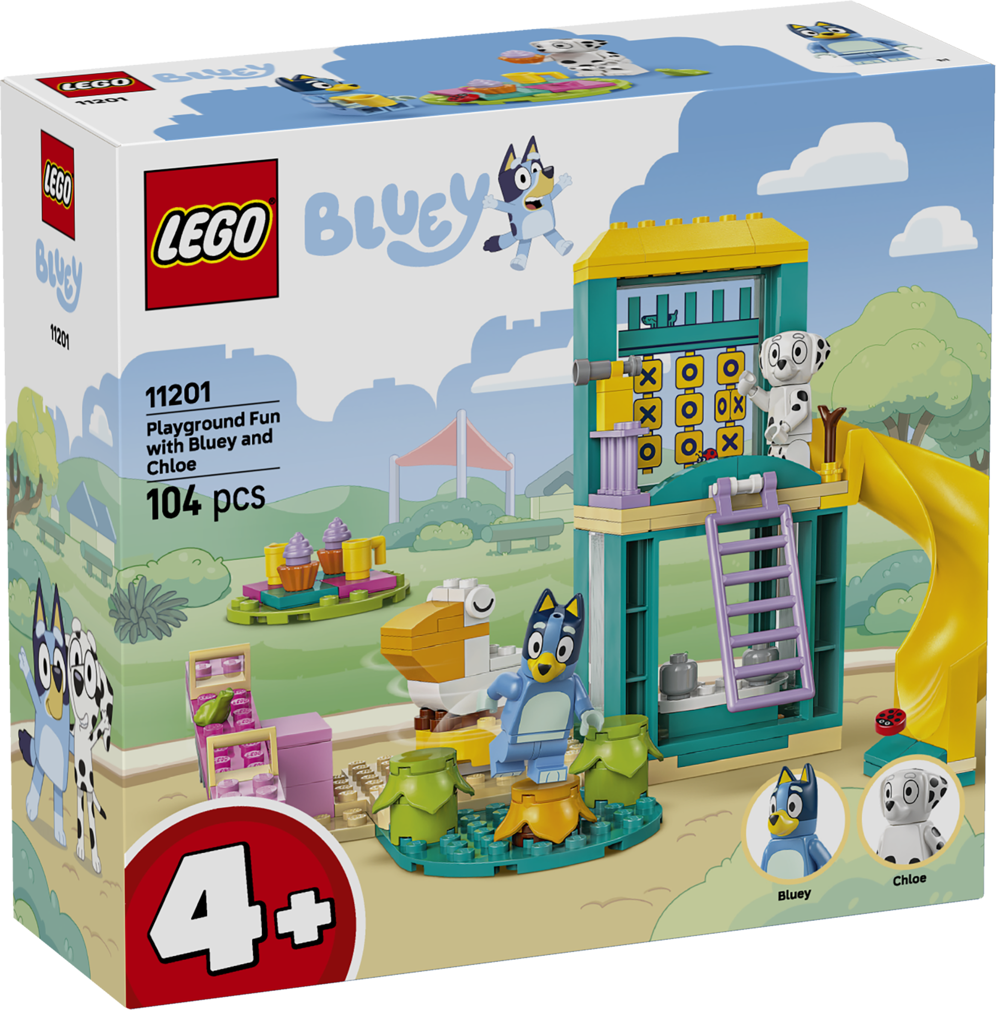LEGO 4PLUS Bluey ja Chloe lõbus mänguväljak 4-aastased ja vanemad lapsed ühinevad Bluey ja Chloe minifiguuride tegelaskujudega