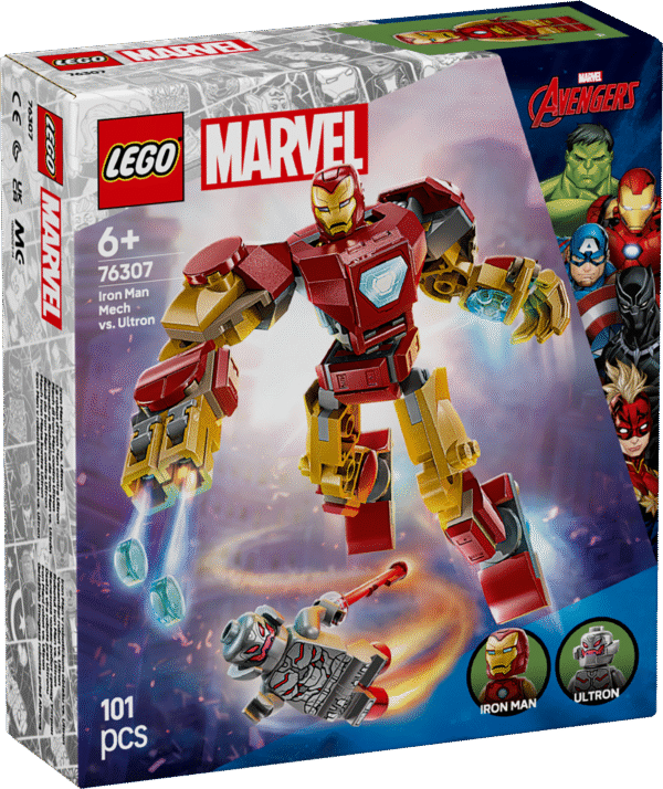 Anna eepiline Iron Mani märul laste kätesse LEGO Marveli Iron Mani robot vs. Ultron kokkupandava superkangelase mänguasjaga.