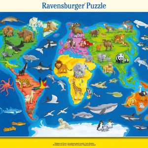 Ravensburger suur plaatpusle 30 tk Maailmakaart loomadega