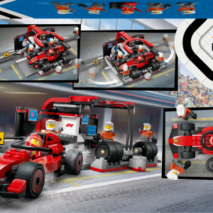 LEGO City F1 boksipeatus ja boksimeeskond Ferrari autoga